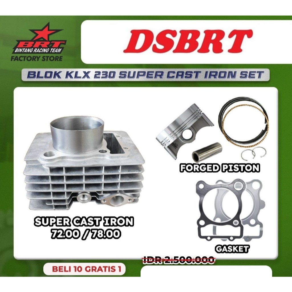 Blok Bore Up BRT KLX 230 KLX230 72 & 78 mm