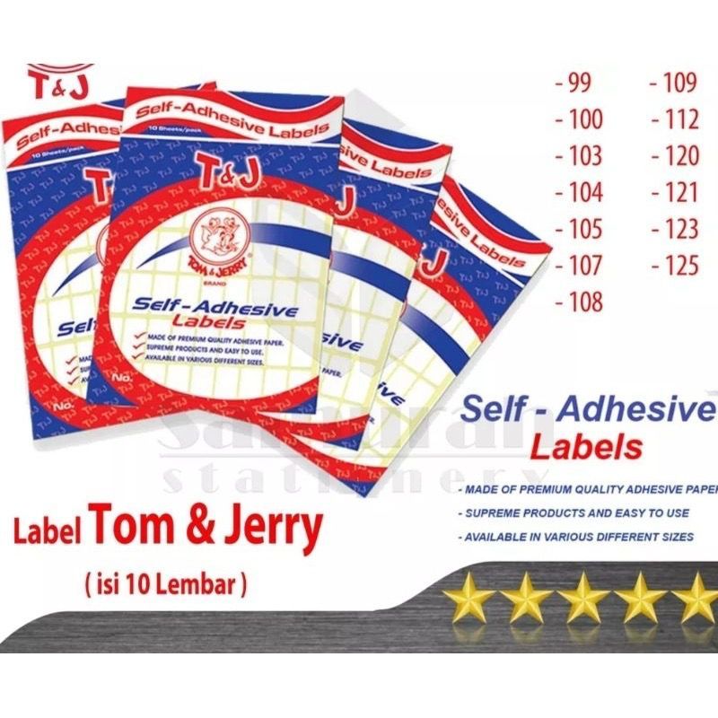 

LABEL TOM & JERRY STICKER TOM AND JERRY LABEL TEMPEL PUTIH 103 105 120 121 124 PACK