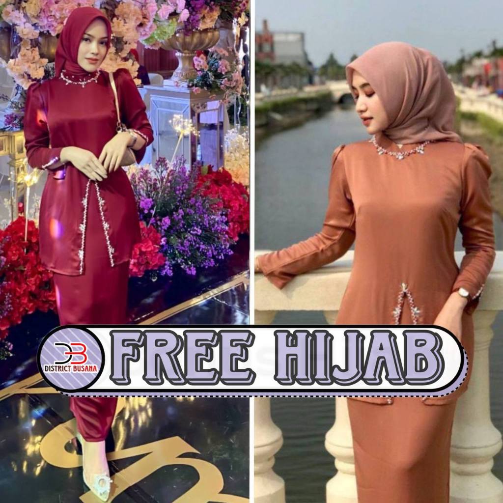 NEW Oneset Elliza Baju Kurung Melayu Dress Pesta Setelan Wanita Baju Kondangan Kekinian Full Payet
