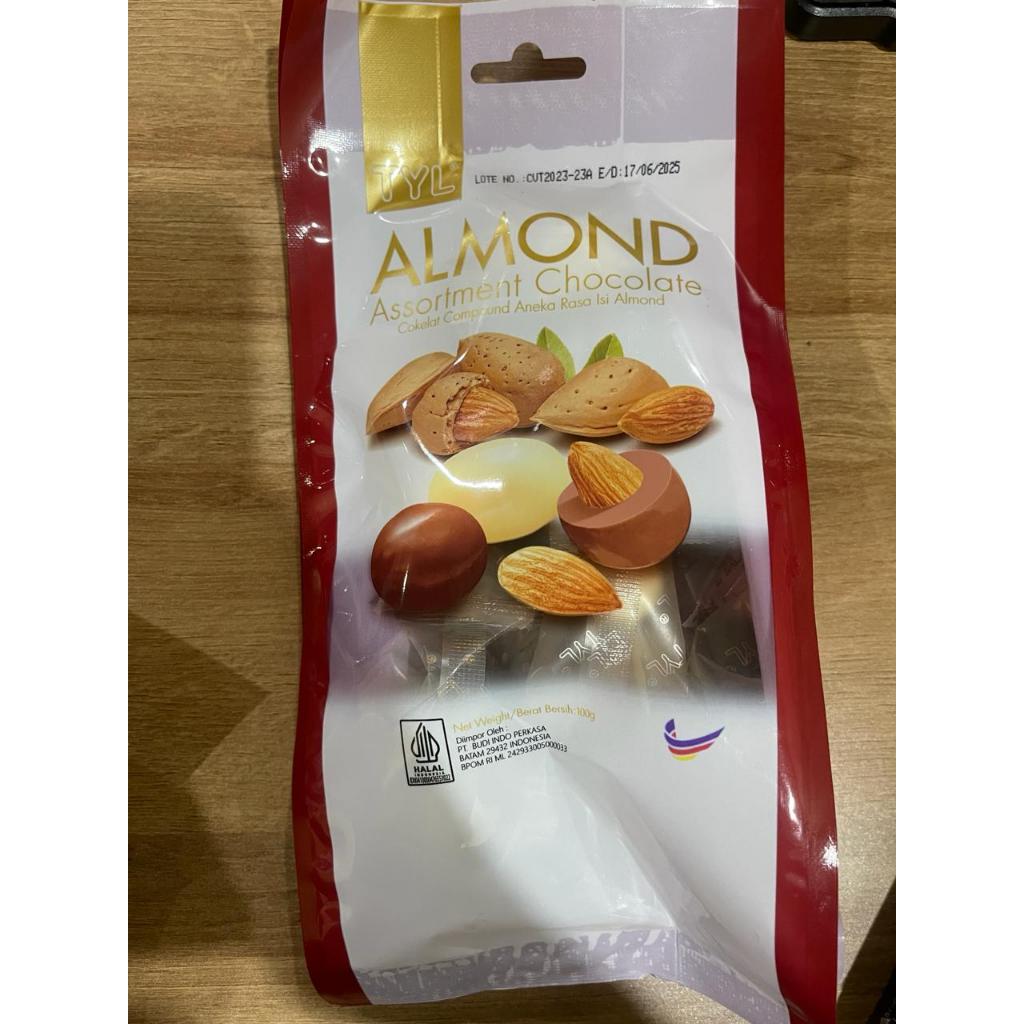 

TYL Almond Chocolate 100g TYL Coklat TYL Almond Bitter Sweet Chocolate Almond White Chocolate Milk Coklat Assorment Chocolate