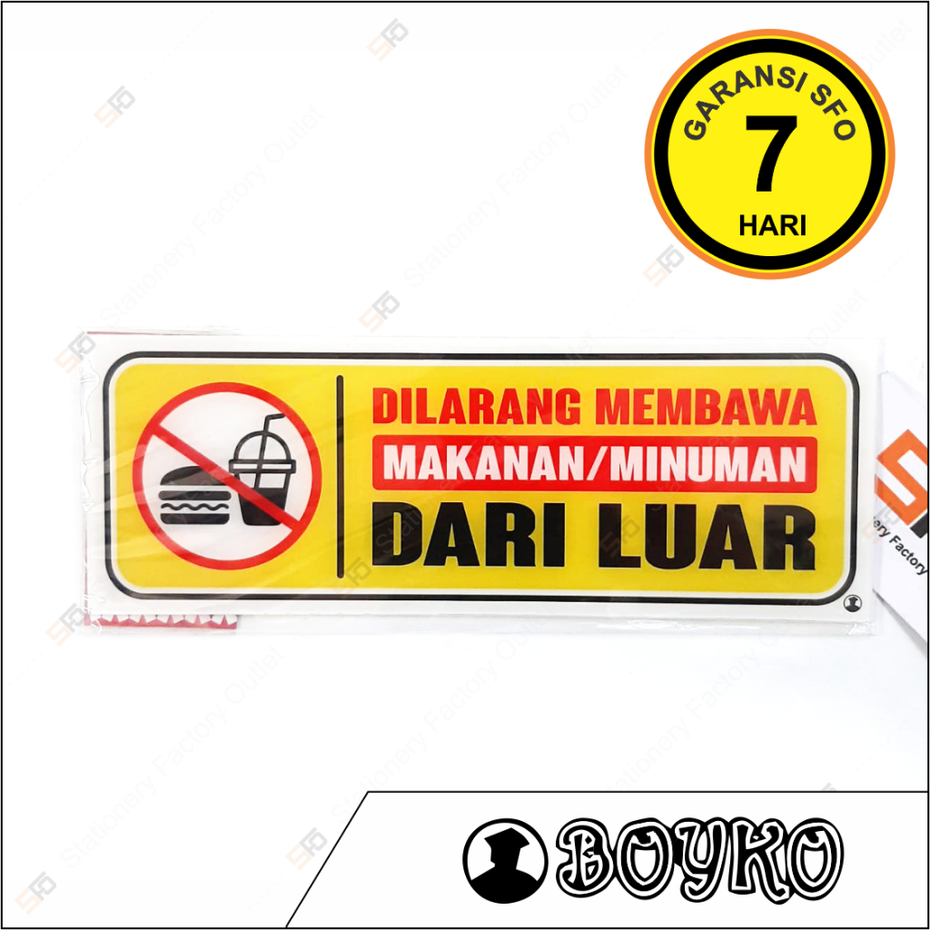 

Akrilik Dilarang Membawa Makanan Dari Luar - Acrylic Sign Standard 25cm x 9cm - SFO Semarang