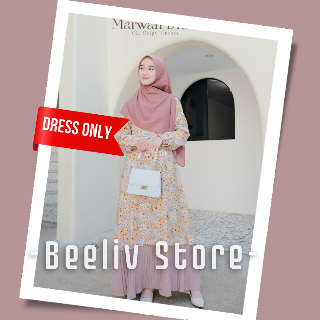 Gamis Motif Bunga Cantik Marwah Dress Terbaru By Attin