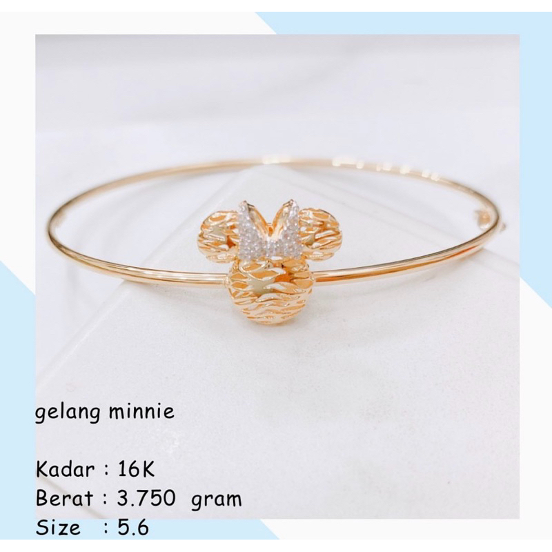 Gelang Emas Minnie Mickey Disney Vrs Pita 16K 3.750Gr