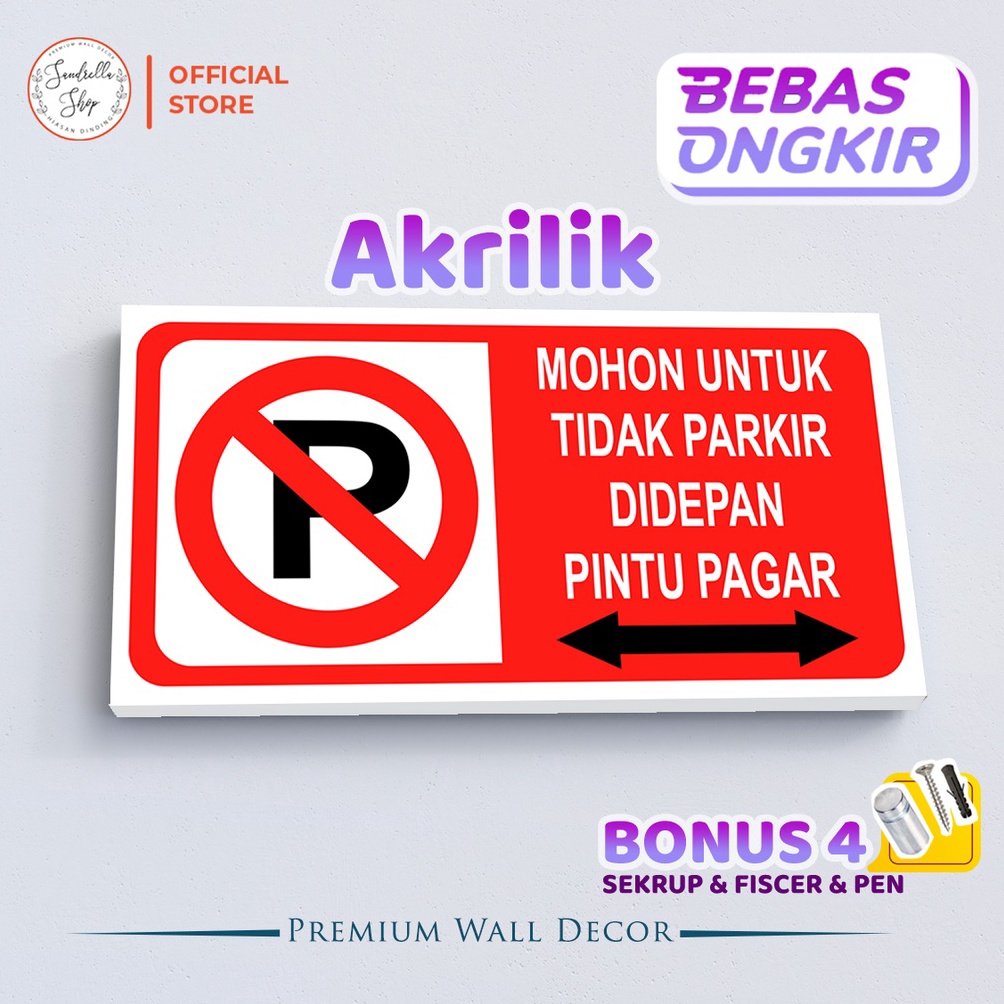 

KODE Y74K Acrylic Sign Board Akrilik Label Dilarang Parkir Mohon Tidak Parkir