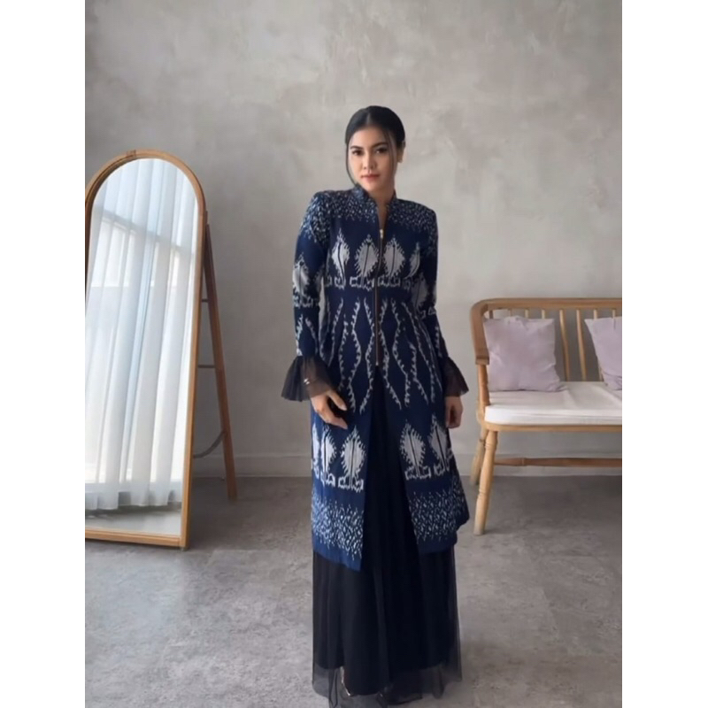 TENUN_GAYA Satu set tunik Dan rok tutu baju tenun jepara fashion wanita tunik tenun