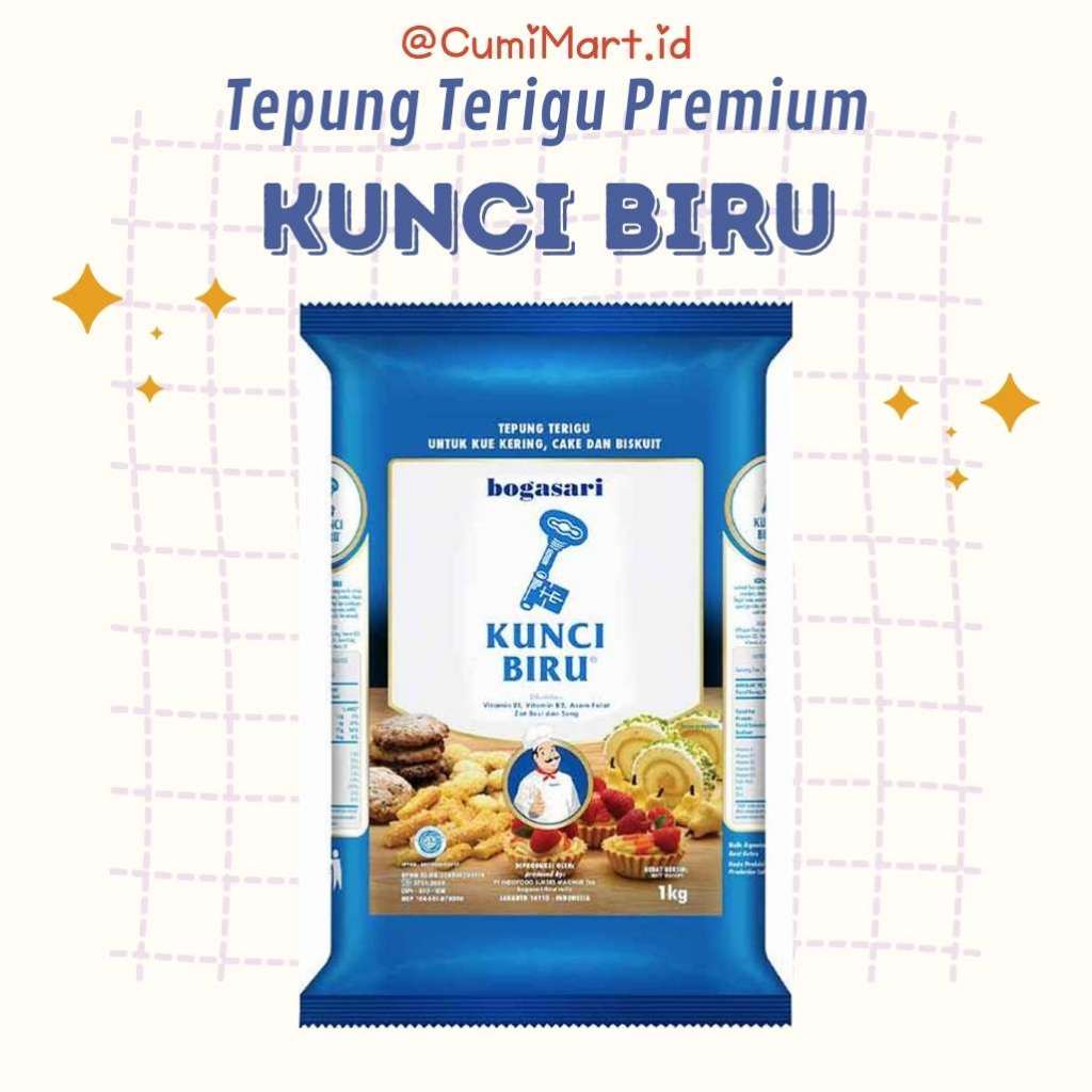 

Tepung Terigu Kunci Biru Premium 1kg Bogasari
