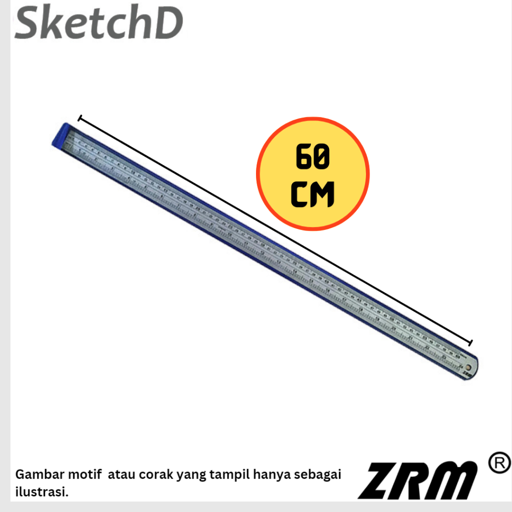 

Penggaris Besi Mistar 60 cm ZRM Steel Ruler Garisan Metal
