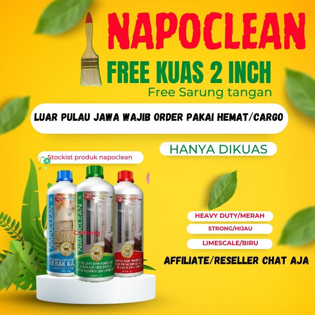 	 NAPOCLEAN FREE KUAS 1PCS/ 1 LITER PEMBERSIH KERAMIK/PORSELEN/TOILET/WC/KERAK AIR/KERAK KACA	