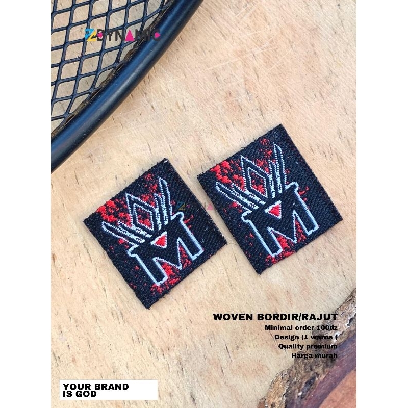 

( free desain ) Label woven Damask | Label woven bordir | Label pakaian UKURAN 1x1cm