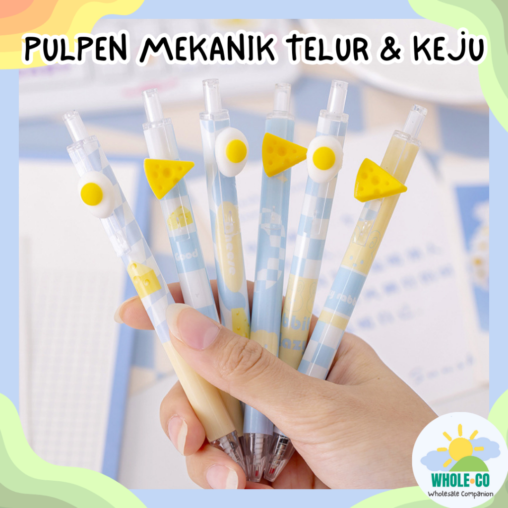 

Pulpen Mekanik Telur dan Keju Premium Pena Cetek Egg & Cheese Mechanic Pen Lucu Unik Imut Termurah Grosir Cod
