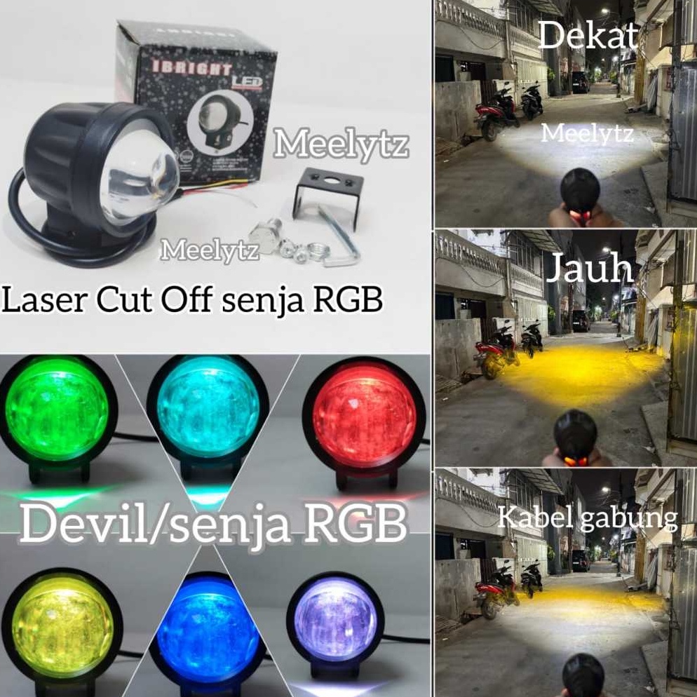 KODE G3S2 IBRIGHT  Lampu Tembak LED Laser Cut Off plus devil RGB jauh dekat putih kuning d2 d3 water