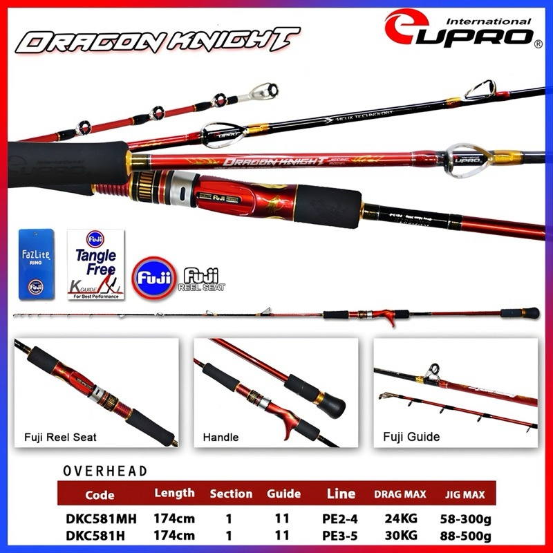 Eupro DRAGON KNIGHT Overhead Jigging Rod Spiral Guide - Joran Overhead Jig Dasaran Electric Reel