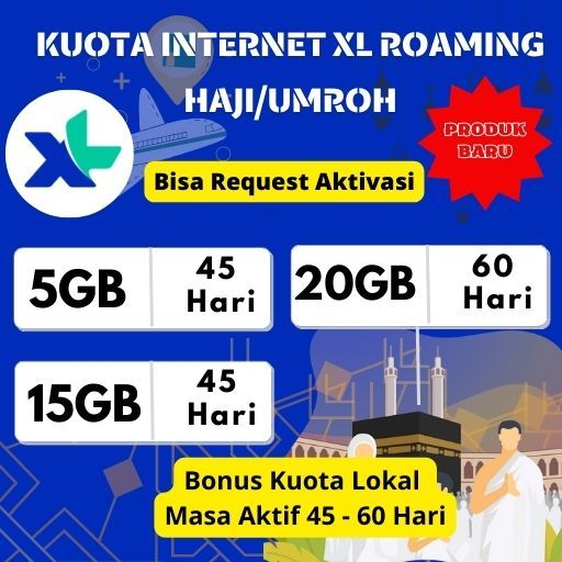 [PROMO MURAH] Full Kuota Paket data XL Roaming Haji & Umroh Masa aktif hingga 60 Hari Bonus Kuota Lo