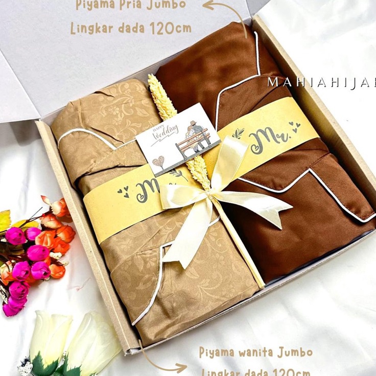 Pasti Untung Kado Pernikahan Piyama JUMBO  Gift Set Box Piyama Couple Pasangan  Kado Souvenir Weddin