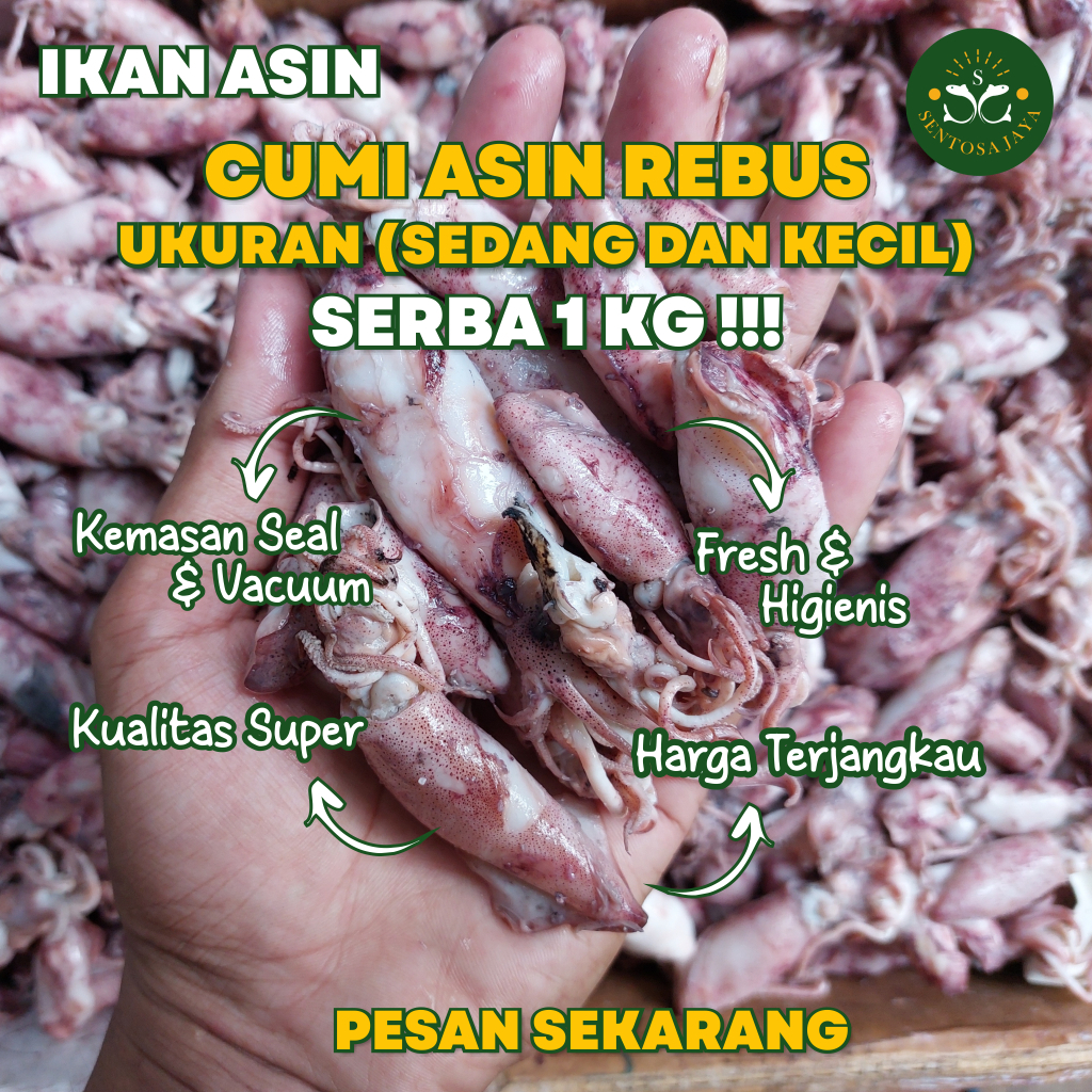 

Cumi Asin Rebus 1 KG Ikan Asin Cumi Ukuran (Sedang dan Kecil)