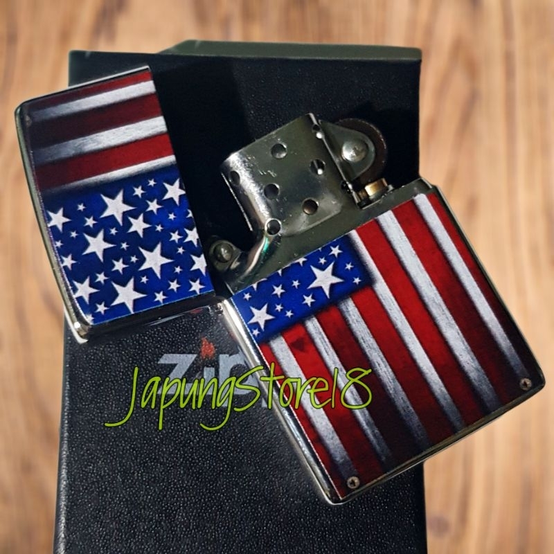korek api zippo usa bendera amerika print uv zippo custom korek api unik langka