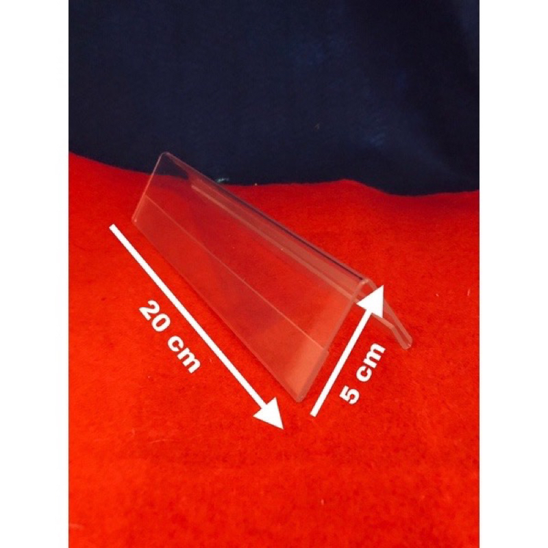 

papan nama meja akrilik 5cm x 20cm segitiga 2 sisi