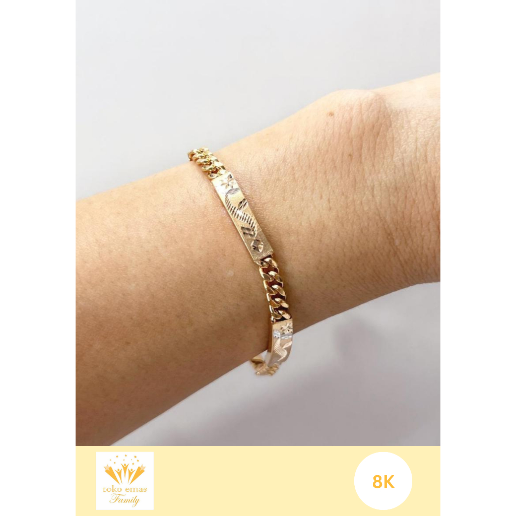 Gelang Emas Kadar 375 (8K) Model Plat Berat 1 - 5 Gram an