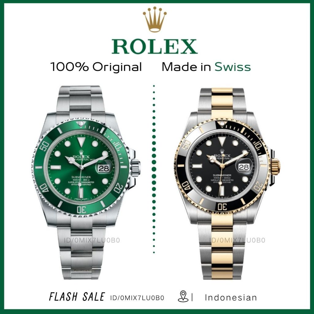 [100% Asli] Rolex Jam tangan pria  original 100% 116610lv-0002  m126613ln-0002 Automatic 18CT Teflon