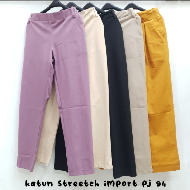 celana pant katun Stretch import fashion wanita modern