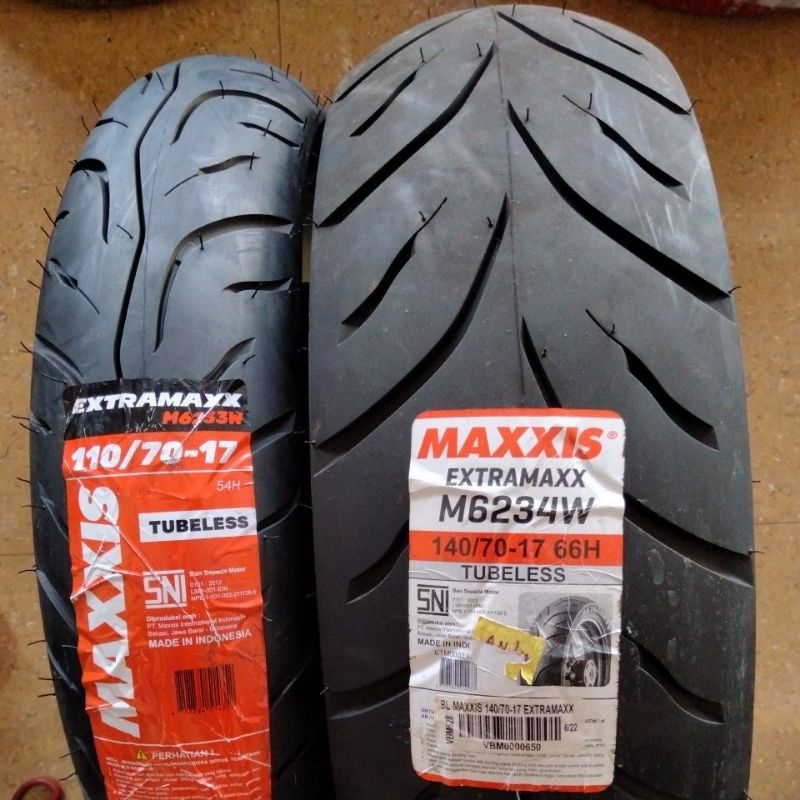 PAKET 140/70 + 110/70 RING 17 SEPASANG BAN LUAR MAXXIS EXTRAMAXX SET TUBLES DEPAN BELAKANG MOTOR SPO