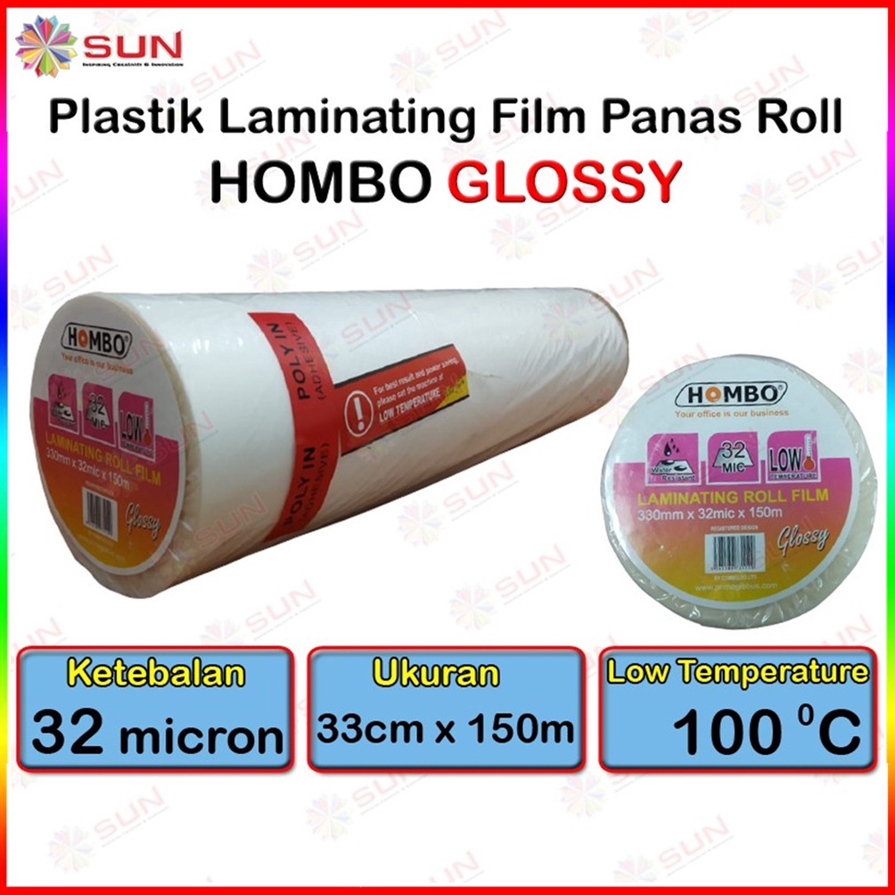

KODE P6C2 Plastik Laminating Panas Roll Hombo 32 micron GKTech 28 mic21mic 33 cm x 15 m Glossy Doff Low Temperature untuk mesin Laminating laminasi panas roll