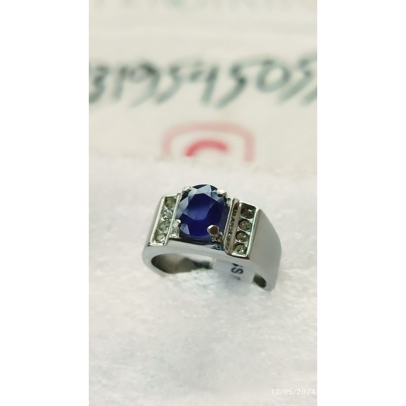 natural blue saphire (corundum) royal blue, batu permata asli original garansi 100%