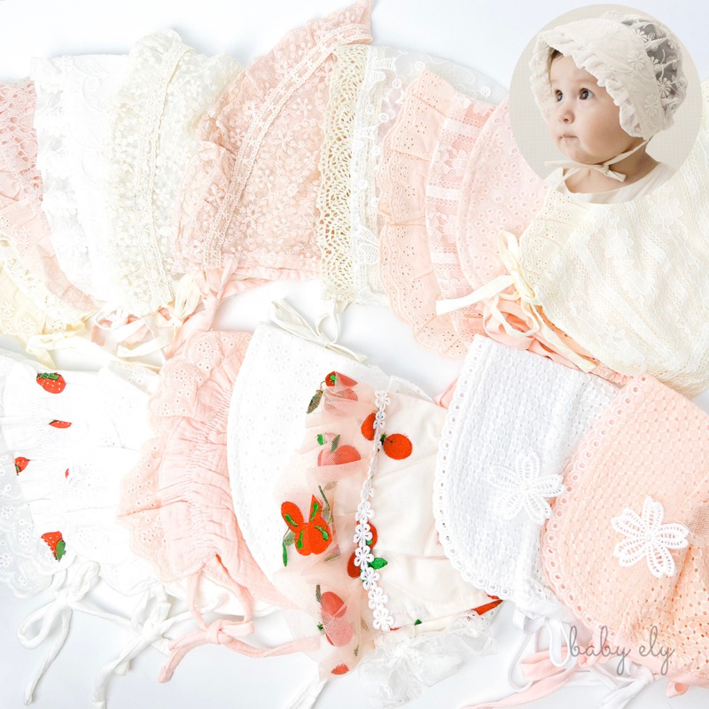 BABY ELY | 3-18 bln topi bonet bayi perempuan bonet ruffle topi anak bayi perempuan noni gelombang c