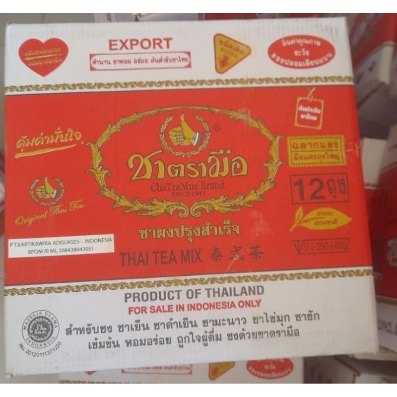 

Thai Tea mix Chatramue Original 400g 1Dus sudah BPOM resmi dan label halal