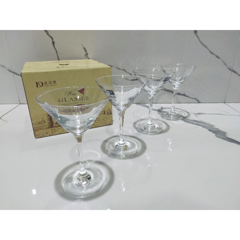 Gelas Martini King Dealay 4pcs / Gelas Wine / Gelas Cocktail Martini / Wine Glass Martini / Mocktail