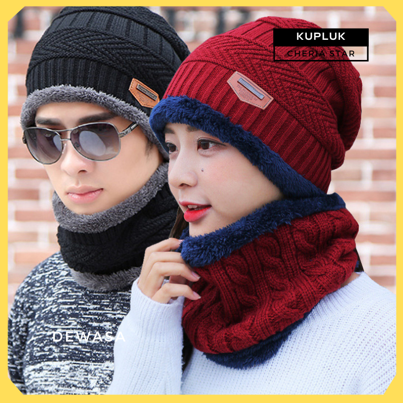TOPI KUPLUK PRIA DEWASA BAHAN RAJUT TOPI MUSIM DINGIN PENDAKI GUNUNG W18