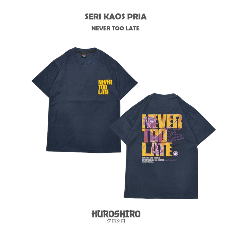 KUROSHIRO - Kaos Laki Laki Never Baju Pria Dewasa-NAVY