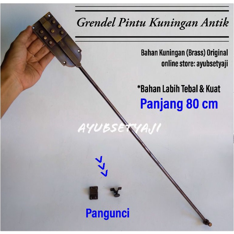 COD Grendel Pintu Panjang 8cm Kuningan Gembok Batavia Pengunci Pintu 8 cm Protugis Brass antik penga