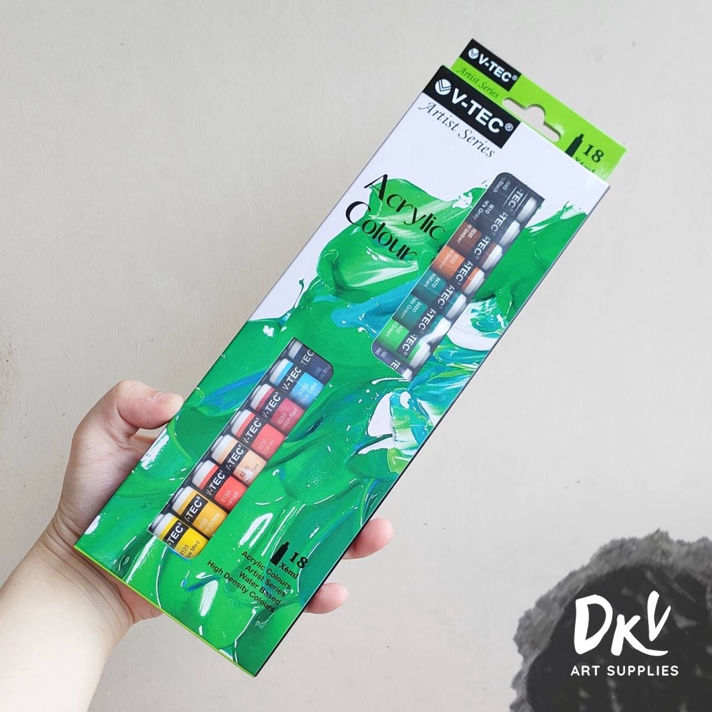 

KODE D15Y VTEC Acrylic Colour Cat Akrilik 6ml 12ml tube 12 18 Colors warna per Set VTEC
