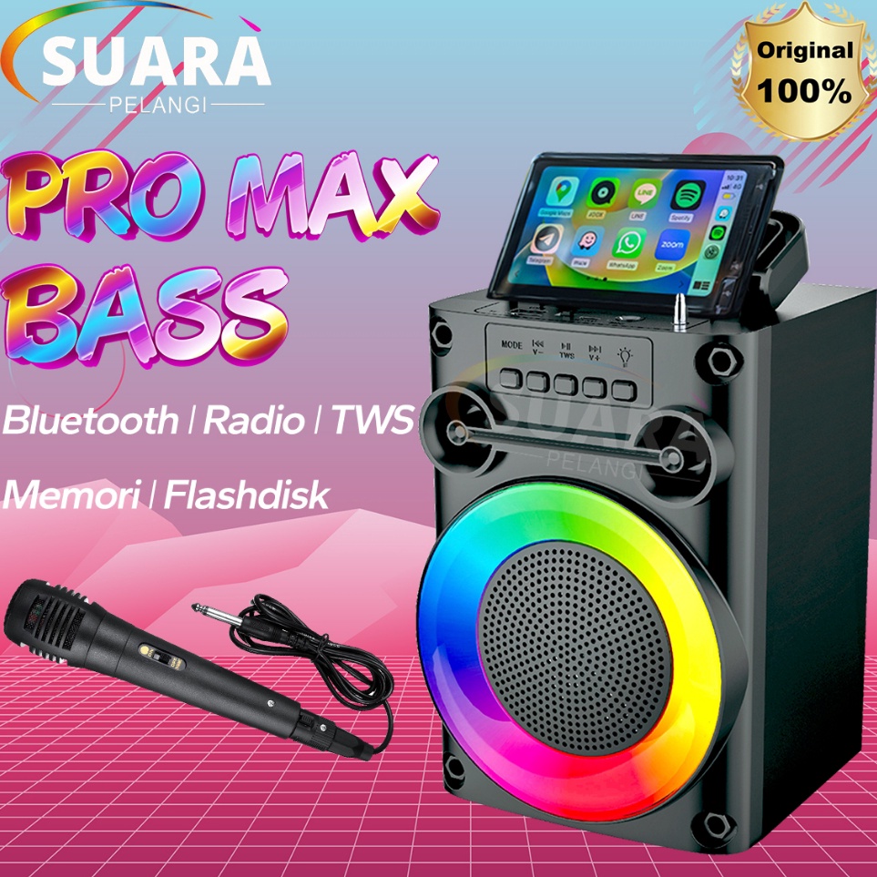 PRO BASSSpeaker Bluetooth Karaoke Protable Super Bass Polytron Besar Original Mini Wireless Musik Bo