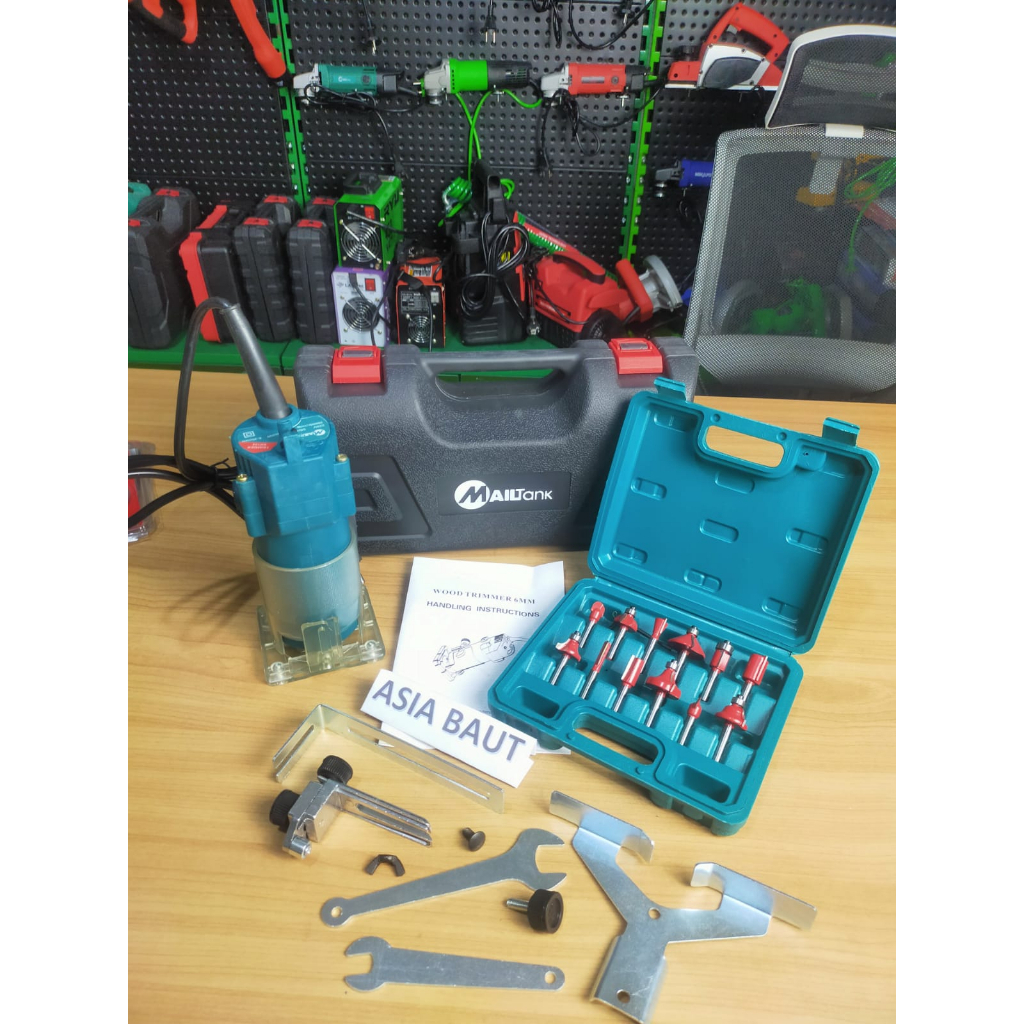 PAKET MESIN PROFIL KAYU MAILTANK SH-134 + MATA ROUTER KAYU SET 12PCS / TRIMMER MAILTANK / MATA ROUTE