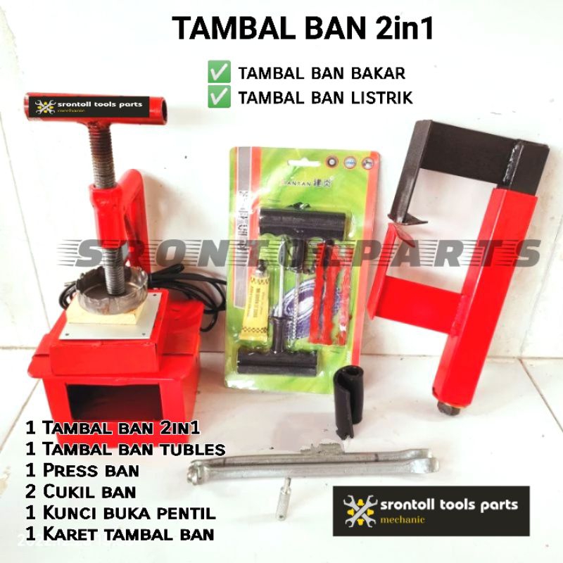 PAKET KOMPLIT alat tambal ban 2in1 bisa bakar bisa listrik tambal ban tubles tambal ban elektrik cuk