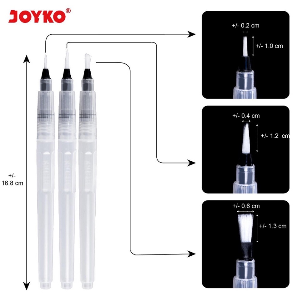 

KODE B37F Joyko Water Brush Set 3 Kuas cat air Kuas Lukis Joyko