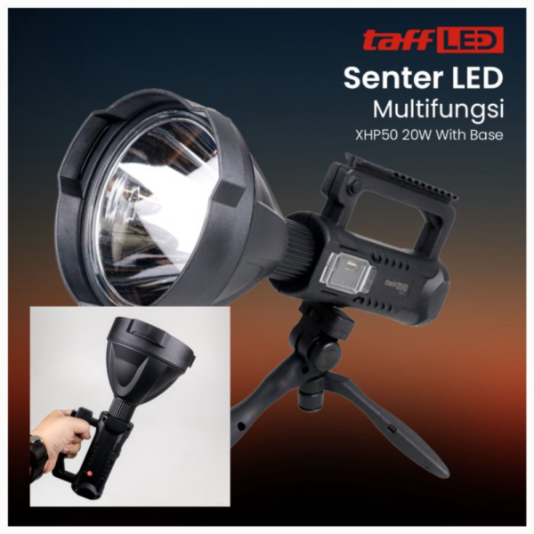 Unik TaffLED Senter Sorot Besar LED XHP50 20W with Tripod Rechargeable Cas Limited
