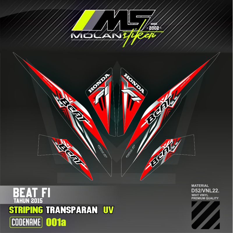 Decal Sticker Striping Variasi Transparan Uv Beat Fi Motif Ori 2015/2016 Striping Transparan Uv Beat
