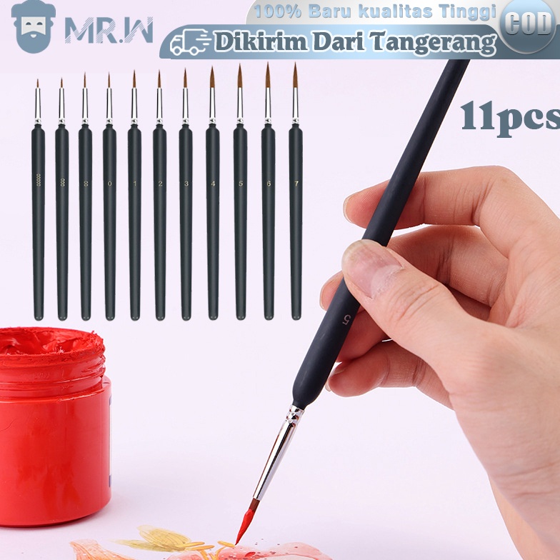 

KODE H37Z Kuas Lukis Liner 11pcs Kuas Lukis Cat AirMinyak Paint Brush Set Round Tip Nylon