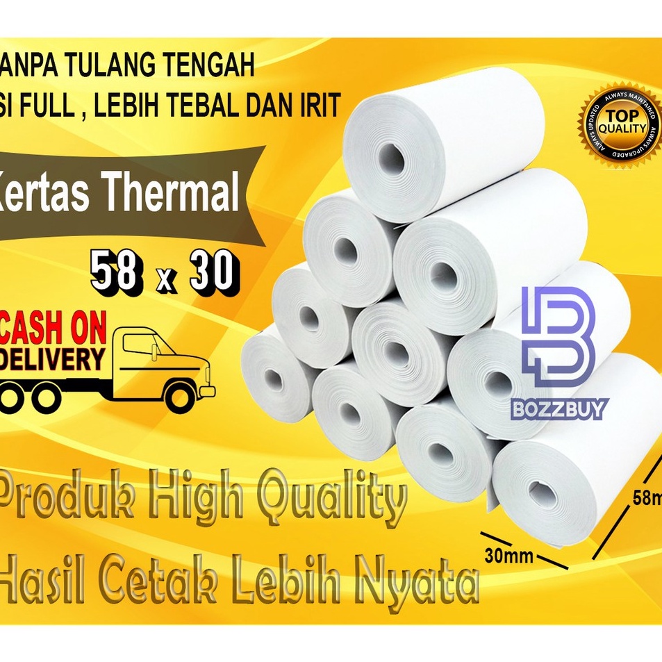 

Flash Sale Bozzbuy Paket 1 Roll Kertas Printer Thermal 58mm x 3mm