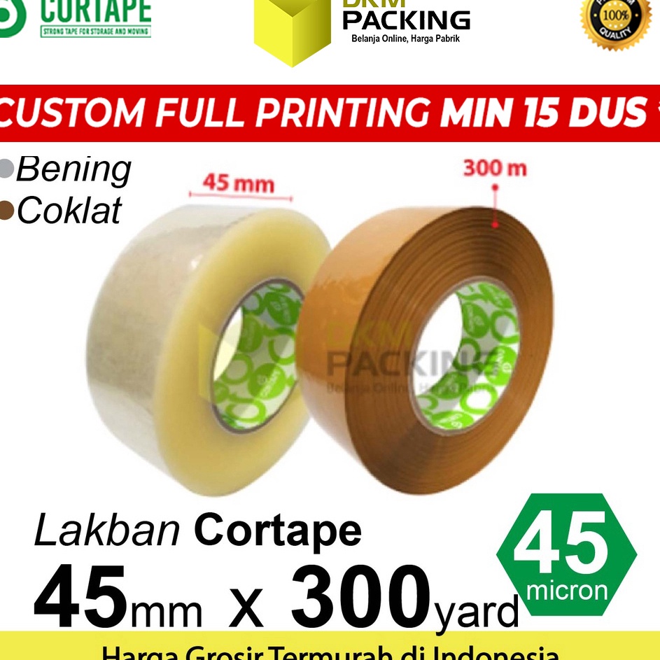 

Dijamin Berkualitas Lakban 45mm x 3yard JUMBO CORTAPE Plakban Isolasi TAPE TERMURAH SATUAN