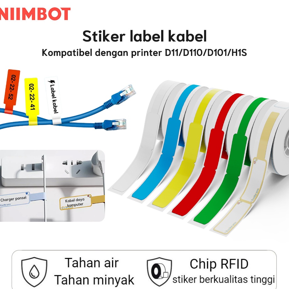 

Pasti Murah NIIMBOT D11D11D11 Kertas Stiker Label Kabel untuk Menandai Klasifikasi KabelJaringan