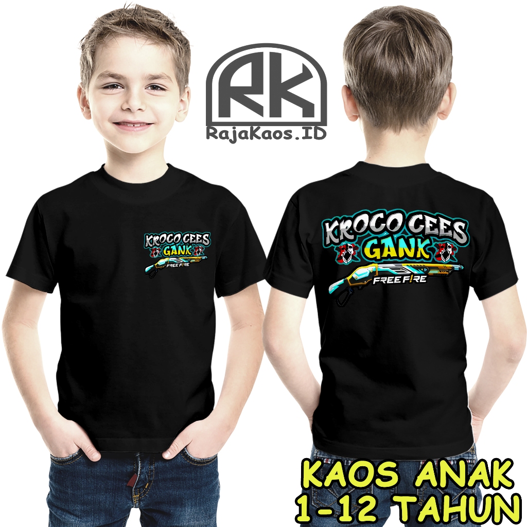 RajaKaos.ID KAOS ANAK FF KROCO CEES GANK VERSI SG PARROT FF USIA 1-12 TAHUN - BAJU FF ANAK COWOK CEW