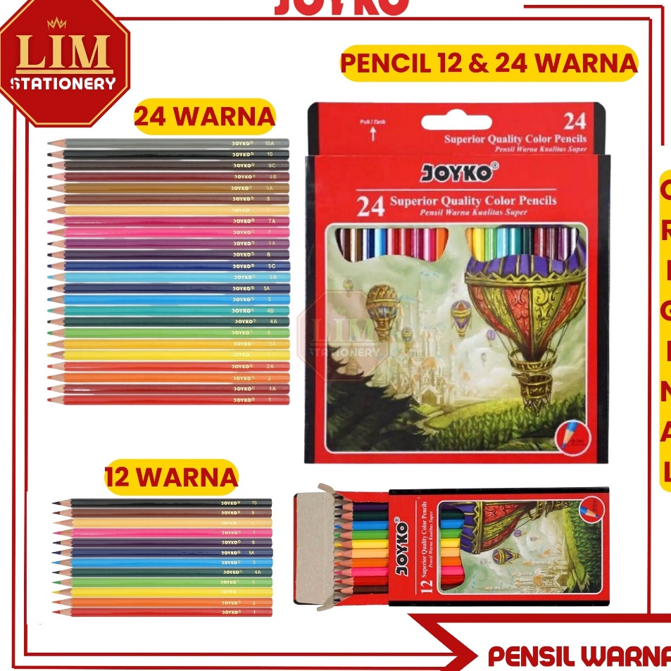 

Super Potongan Pensil Warna Joyko 2412 Warna Set CP1 CP11