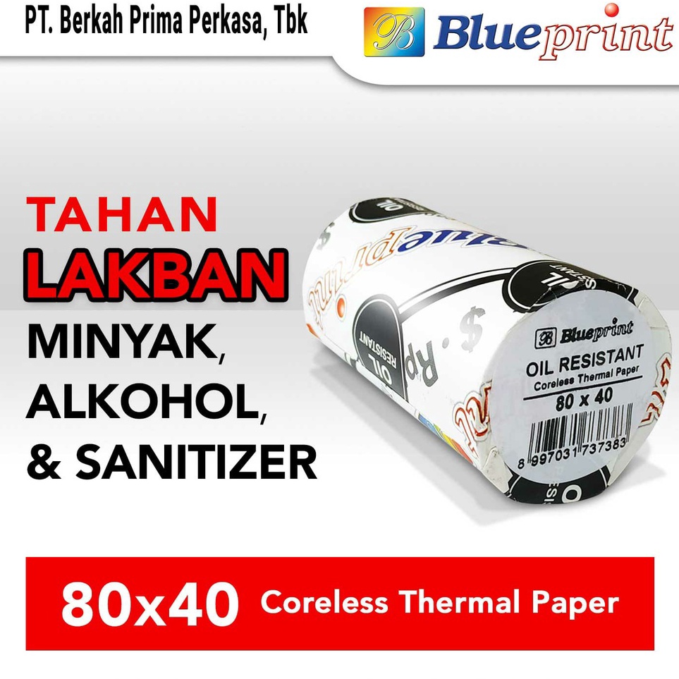 

Garansi Terbaru Thermal Oil Resistant BLUEPRINT Kertas Struk TAHAN LAKBAN 8 x 4 8x4 mm 1 Roll