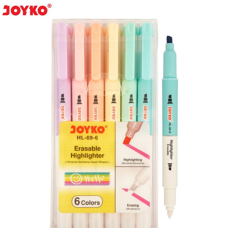 

KODE Y39S Erasable Highlighter JOYKO HL696 6 warna bisa dihapus