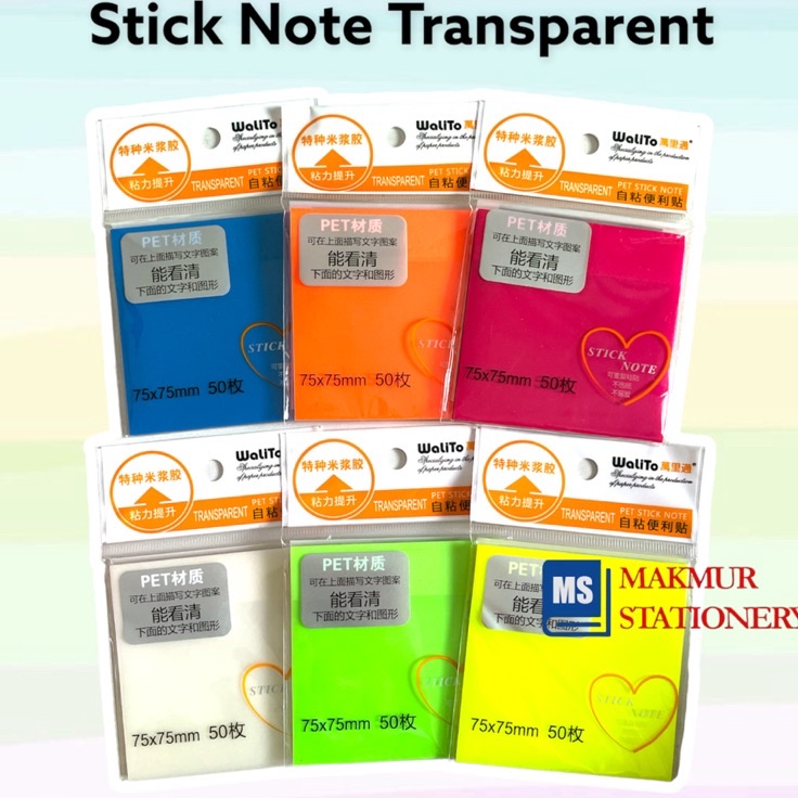 

Kejutan Baru Sticky NotesPost ItKertas MemoMemo Tempel Transparant Walito WLT889A