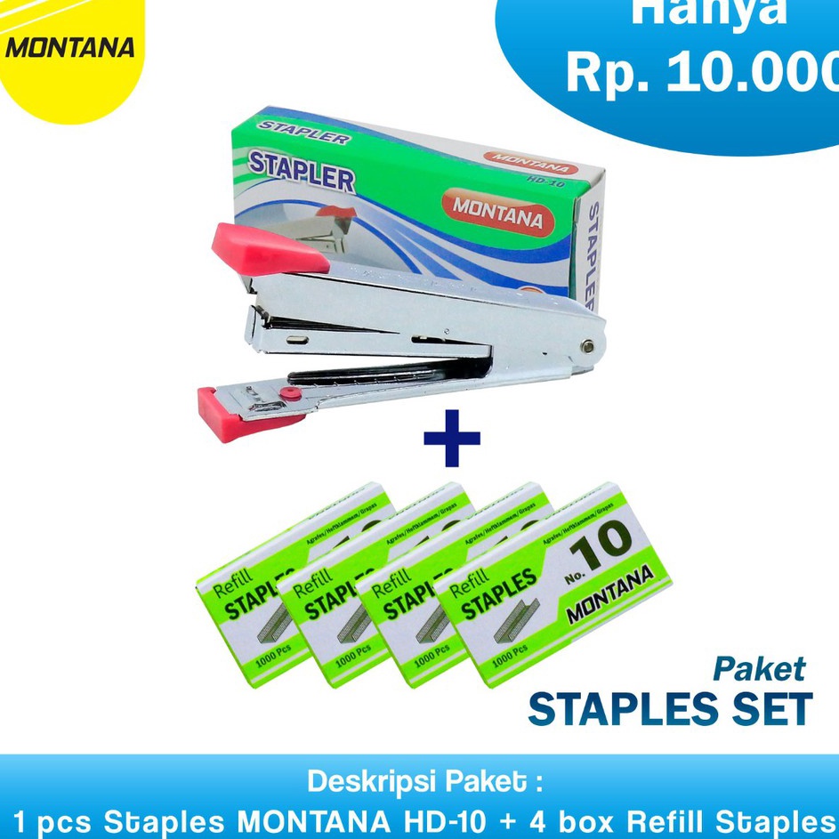 

Promo Stok STAPLES SET 1Pcs Montana Stapler HD1 4pcs Isi Stapler RS1